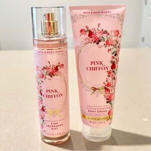 Bath & Body Works Pink Chiffon 2 Piece Set | Body Cream & Fragrance Mist Rare